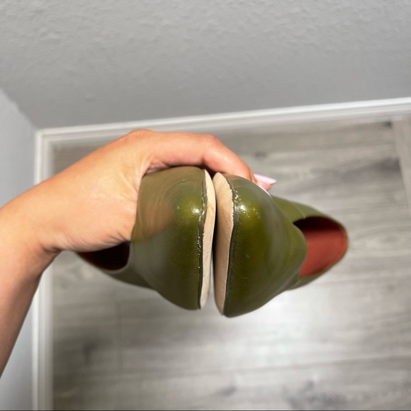 Camper Lab Juanita Green Leather Pointed Heels Size 10 - Picture 4 of 6